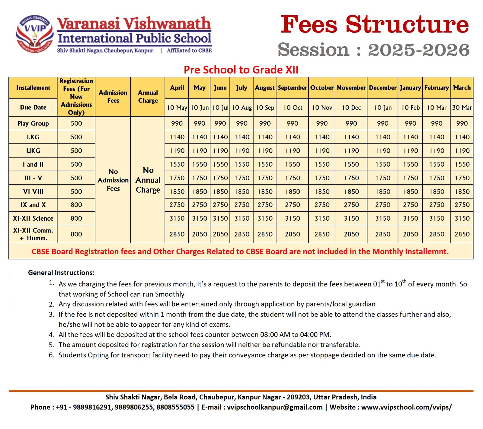 Fee Structure